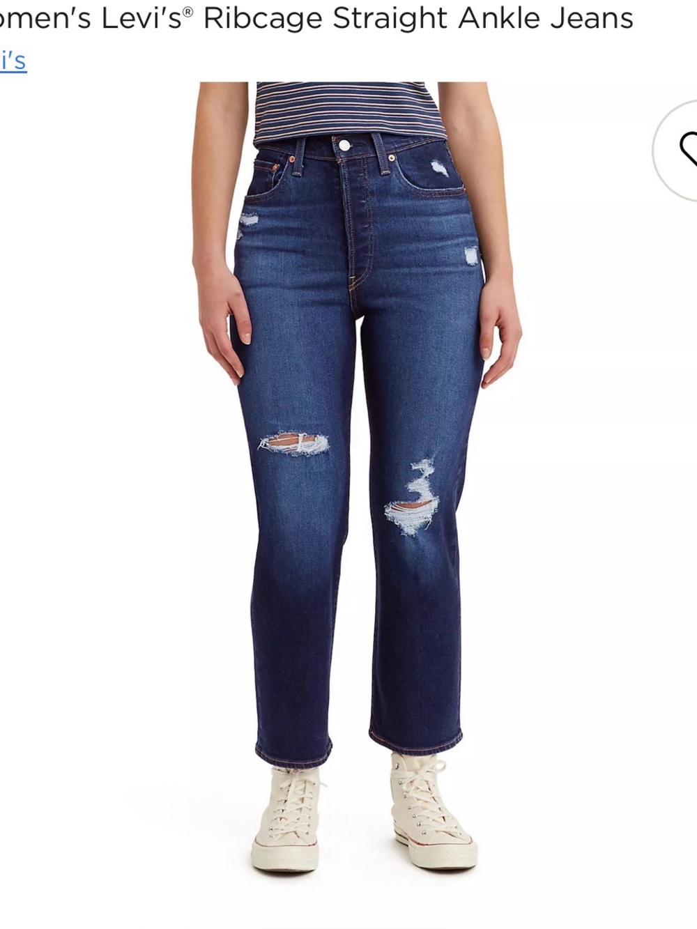 Levi's Ribcage Straight Ankle Jeans - Dark Blue